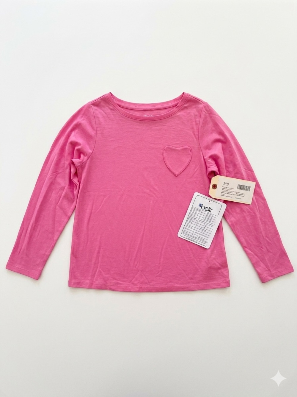 Crown & Ivy Pink Heart Pocket Long-Sleeve Tee Girls Medium Coquette Soft Girl